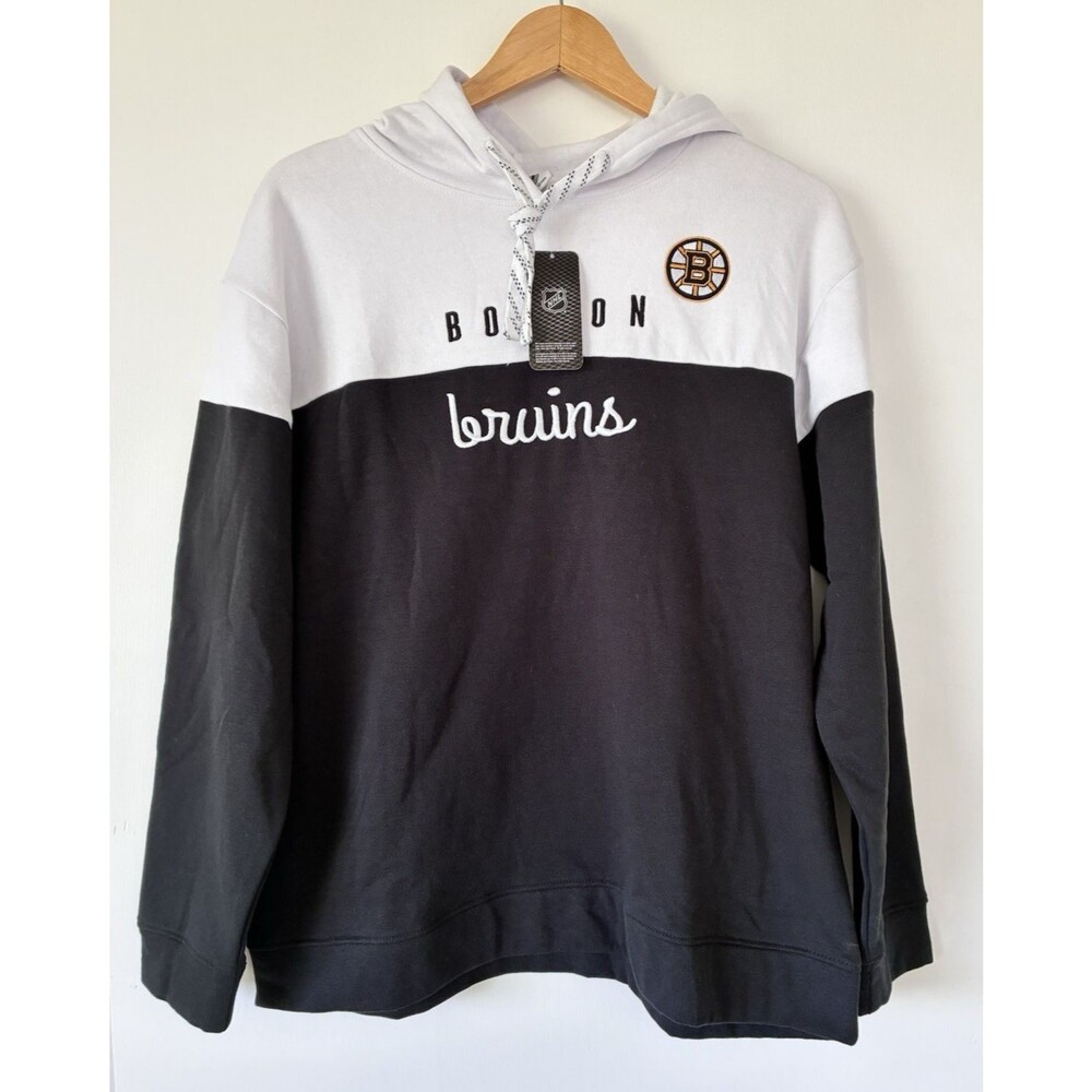 NHL Boston Bruins Hoodie Mens Medium Black White Official Licensed Pullover